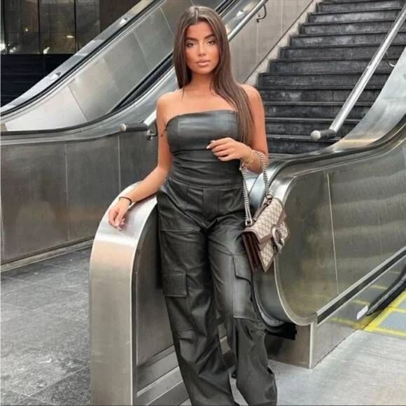 Nwt ZARA FAUX LEATHER JUMPSUIT NWT - Picture 1 of 16